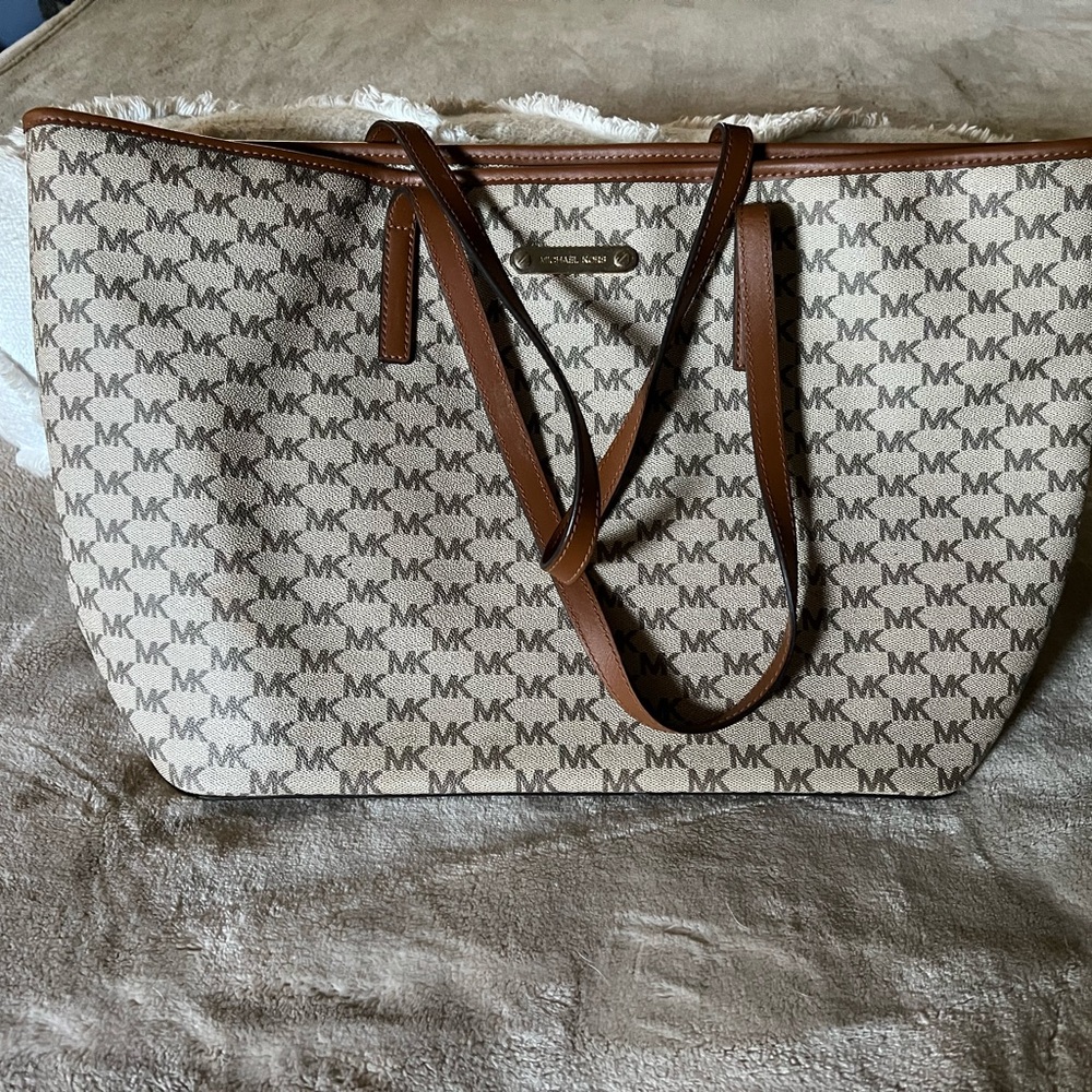 Michael Kors Tan and Brown Logo Tote
